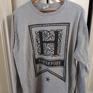 Gray and black hufflepuff long sleeve shirt